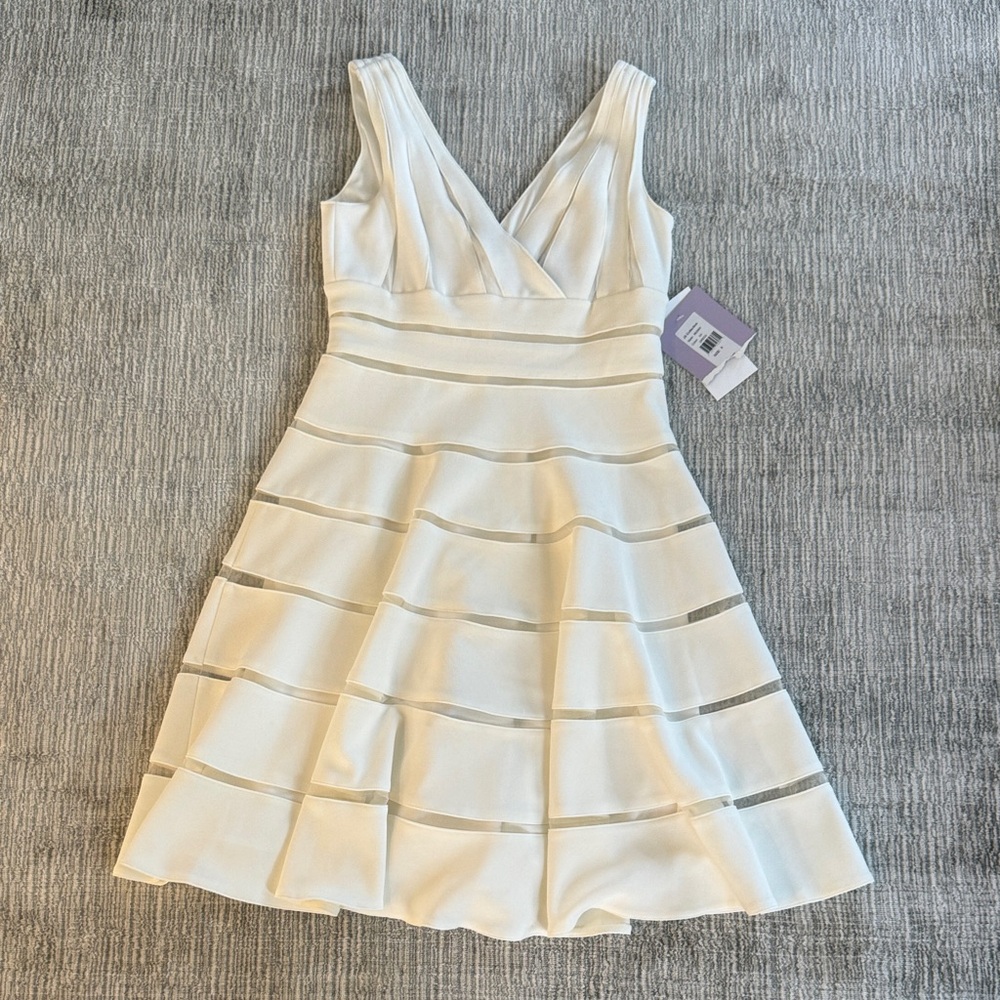 Lord and Taylor JS Collections White Sleeveless Mini Dress